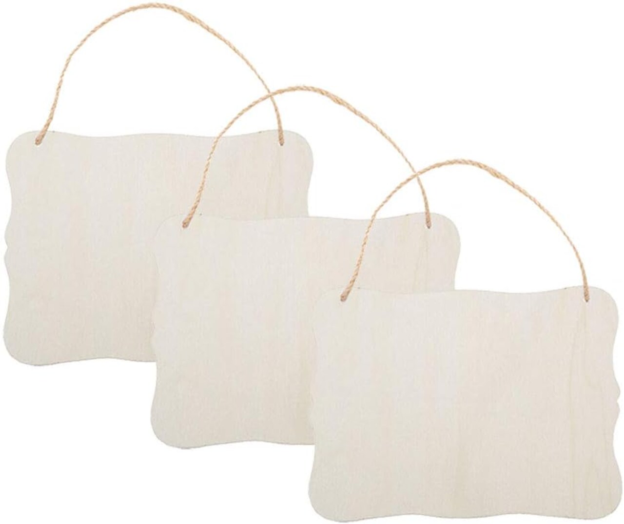 3pcs Unfinished Wood Sign Blank Hanging Wooden Plaque DIY Craft- Style 3, 9x6.5''